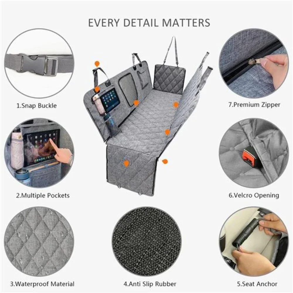 Pets Car Dog Cover Back Seat -Car Hammock for Dogs Waterproof-Dog Car Seat Cover